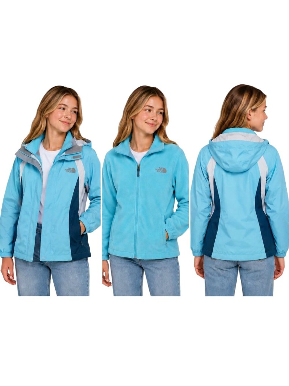 The North Face Osolita 2 Triclimate 3-in-1 Jacket Girls XL 18 Teal Blue